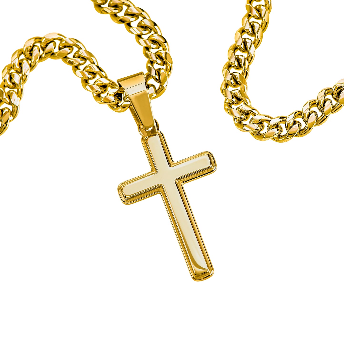 "To My Son" - Personalized Cross Necklace with Cuban Link Chain | Faith And His Name