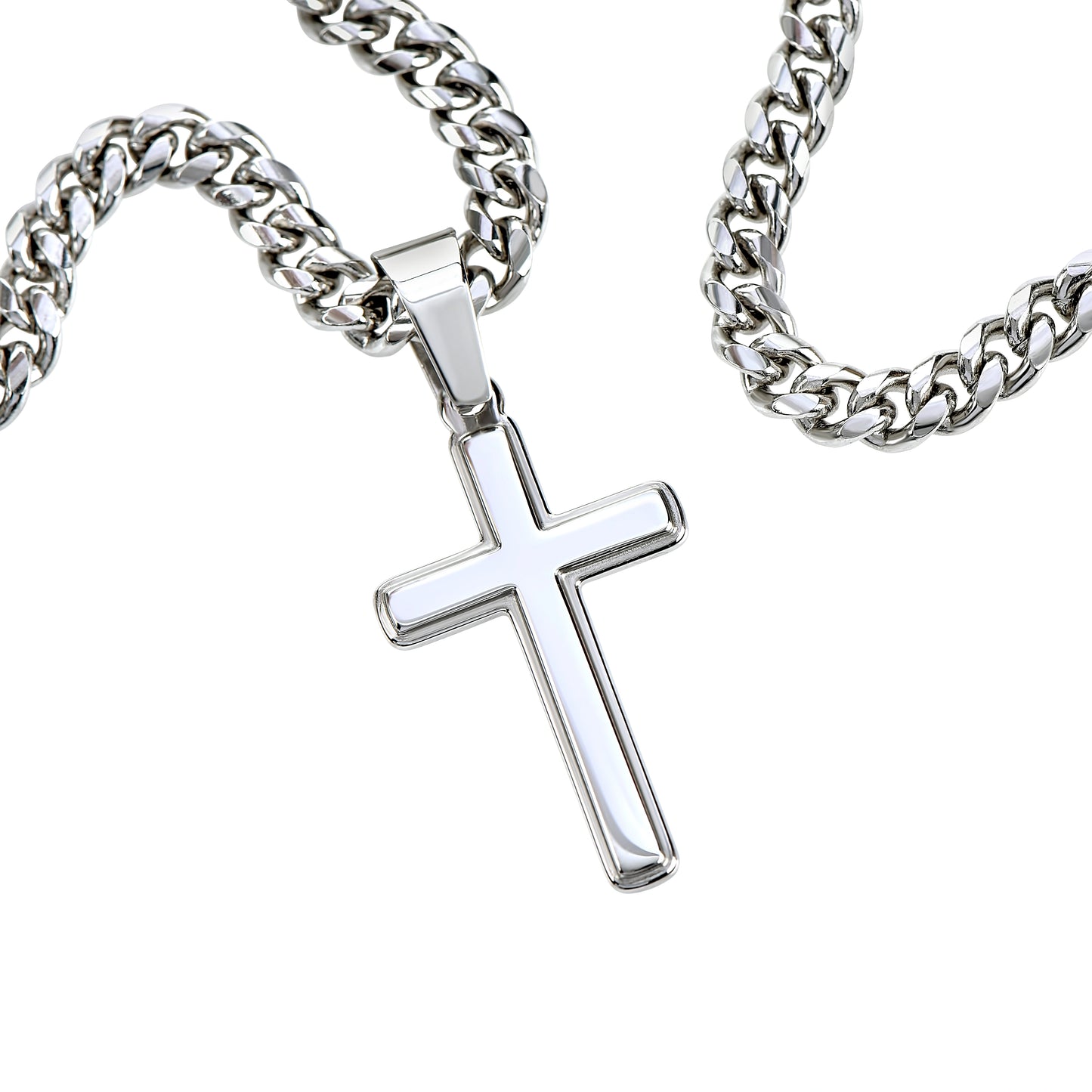 "To My Son" - Personalized Cross Necklace with Cuban Link Chain | Faith And His Name